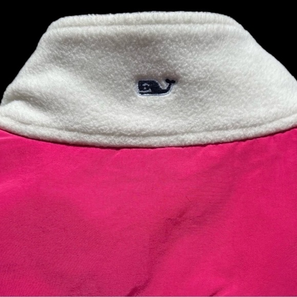 🌻Vineyard Vines White w Pink Accent Full-Zip Sweater Fleece Vest Size XS - Picture 10 of 13